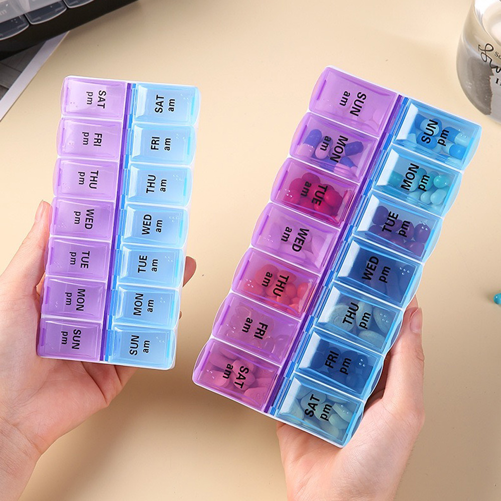 Travel Accessories Box - Unabhängige Pillendose mit 14 Fächern, tragbare