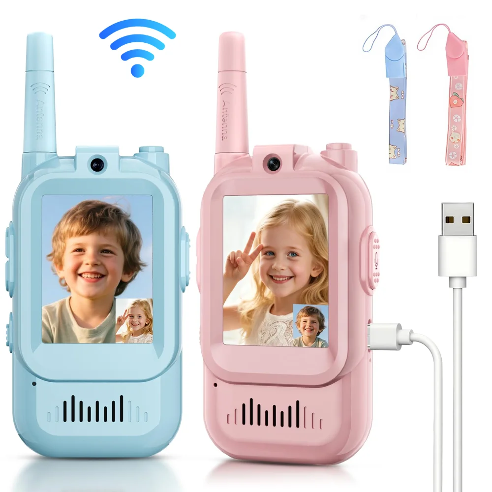 Travel Accessories For Toddlers - 2 Stück Video-Walkie-Talkies für Kinder, wiederaufladbares
