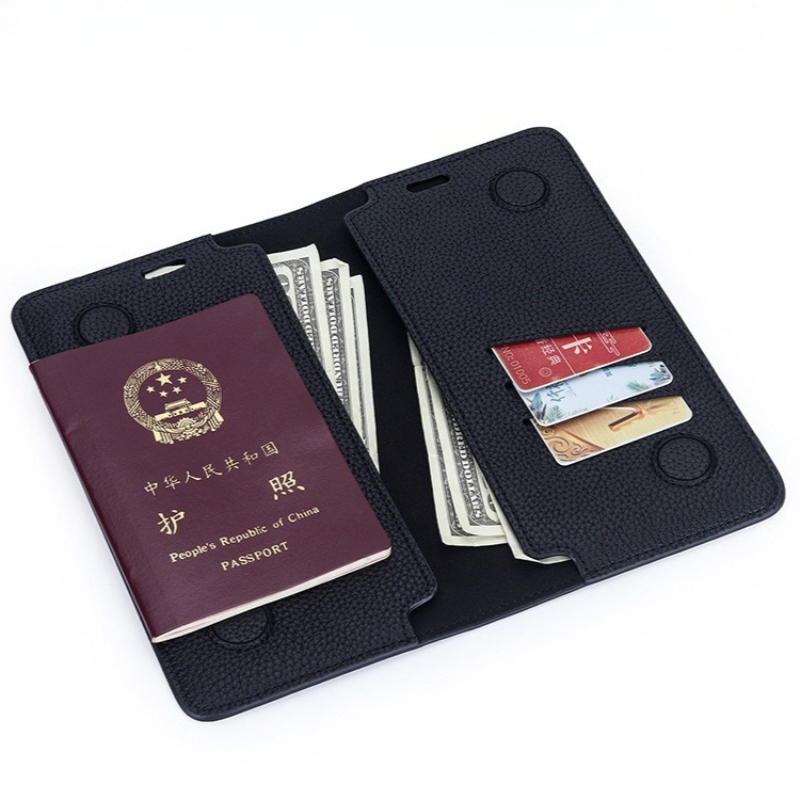 Travel Wallet Slim - Schlanke Minimalistische Reisepass-Brieftasche aus Echtem Leder,