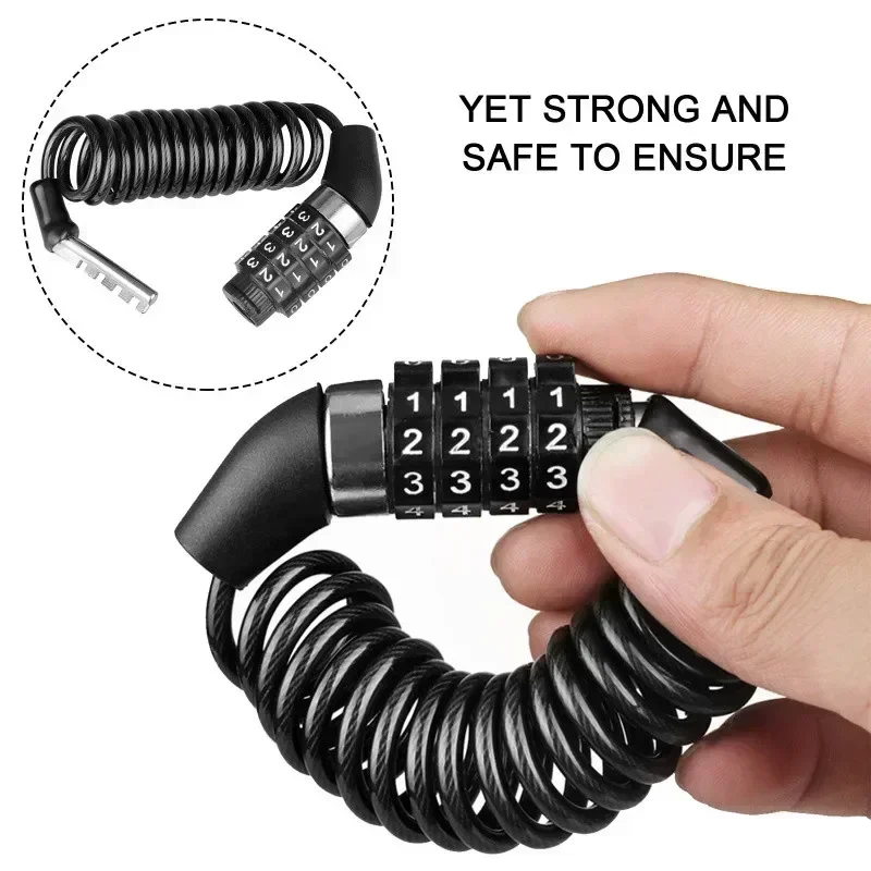 Cable Lock Combination - Motorrad- und Fahrrad-Diebstahlsicherung: 4-stelliges Zahlenschloss für