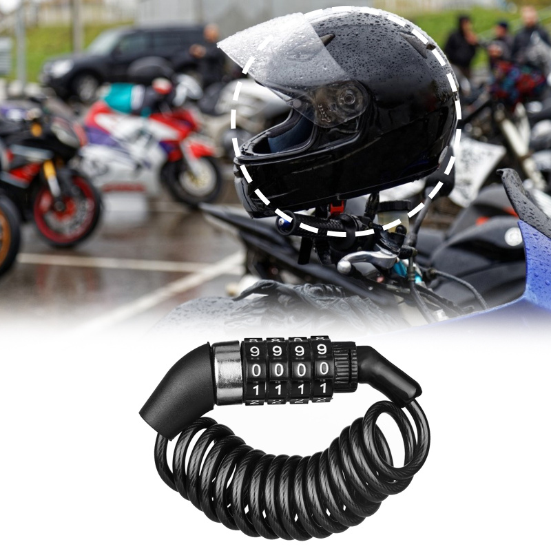 Cable Lock Combination - Motorrad-Fahrrad-Diebstahlschutzkette 4-stelliges Passwort-Kombinationsschloss für Helme Sicherheits-Tragbares