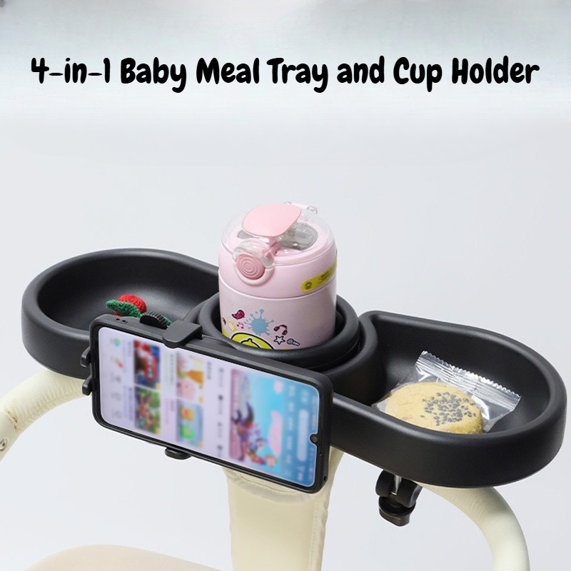 Travel Accessories For Toddlers - Verbessertes 4-in-1-Universal-Snack-Tablett und Becherhalter, Doppeltablett für