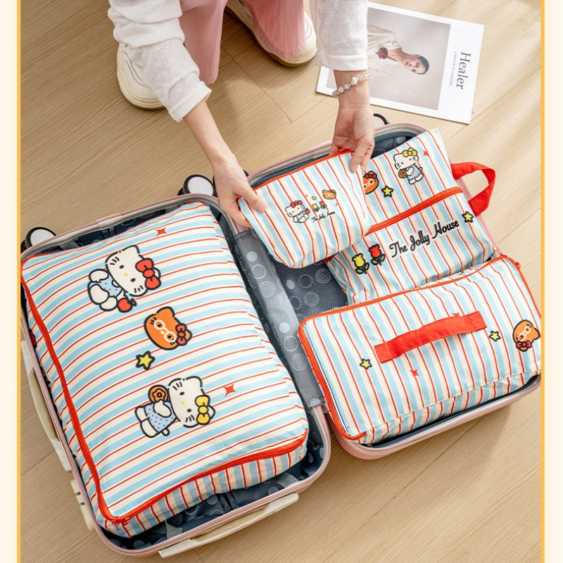 Travel Accessories Wholesale - Hello Kitty Gestreifte Reise-Aufbewahrungstaschen Wasserdichte Koffer-Organizer-Tasche