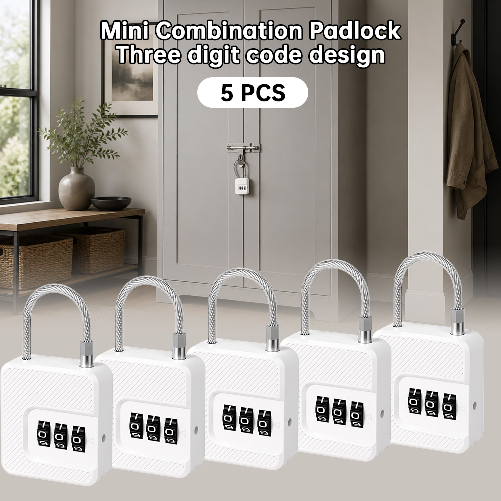 Cable Lock Combination - Mini 3-stelliges Stahlkabel-Kombinationsschloss Reisegepäck Helm Sicherheits-Passwortschloss
