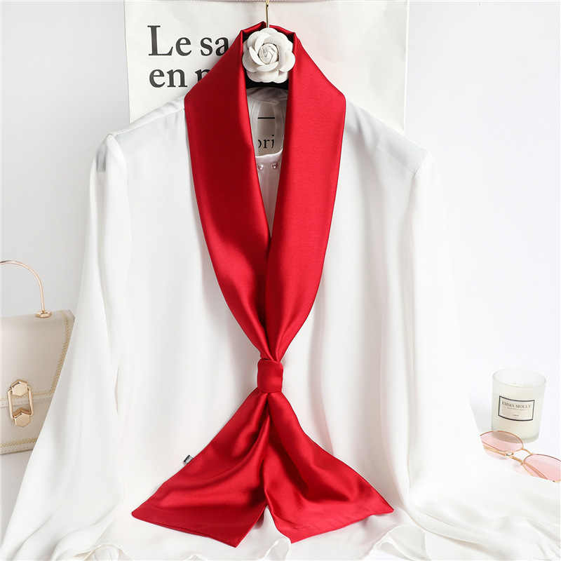 Travel Hair Accessories - Roter, einfarbiger, langer Seidenschal für Damen,