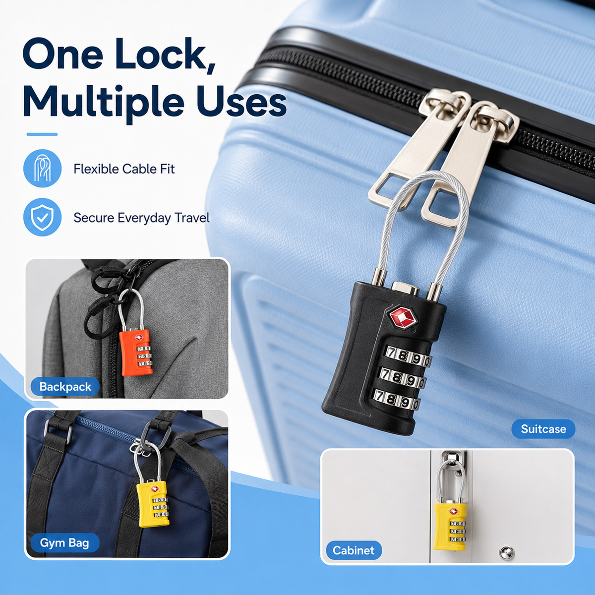 TSA-zugelassenes Gepäckschloss – Cable Lock Combination Bewertung und Preis