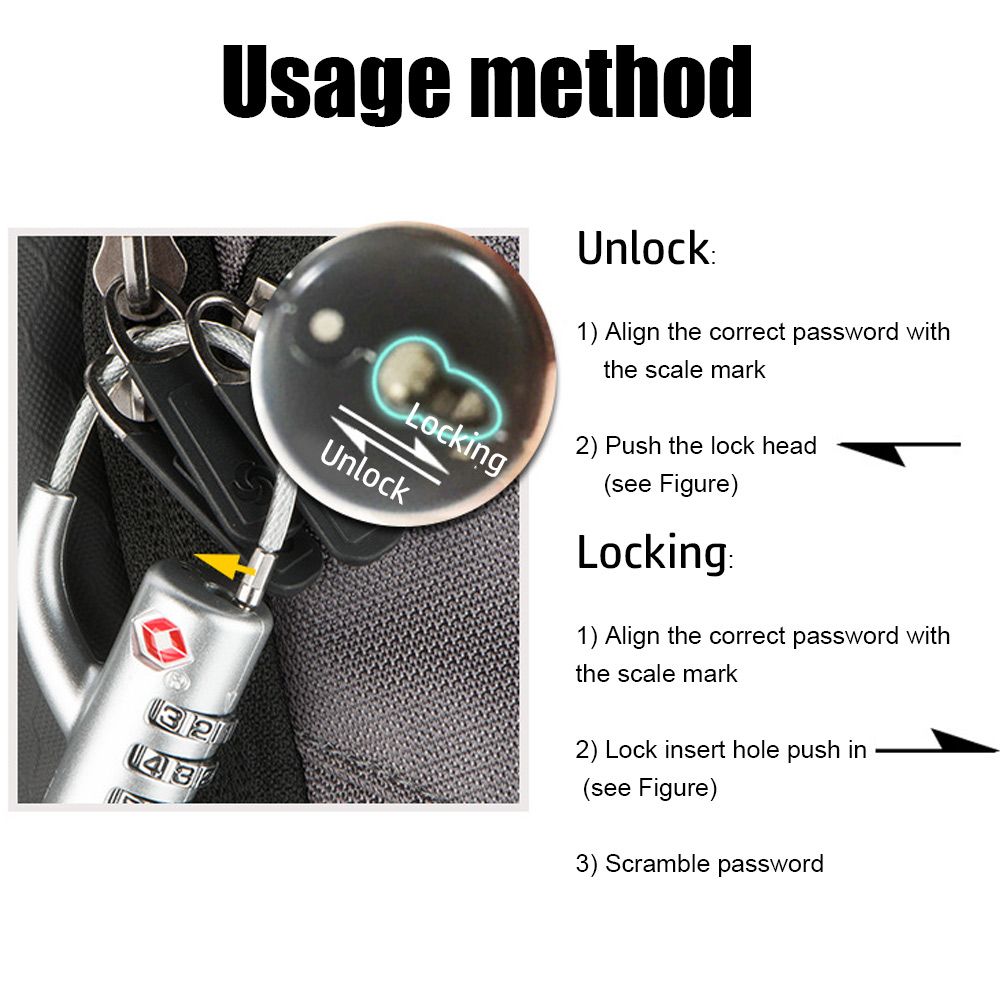 Hochsicheres Kabel-Gepäckschlo – Cable Lock Combination Bewertung und Preis
